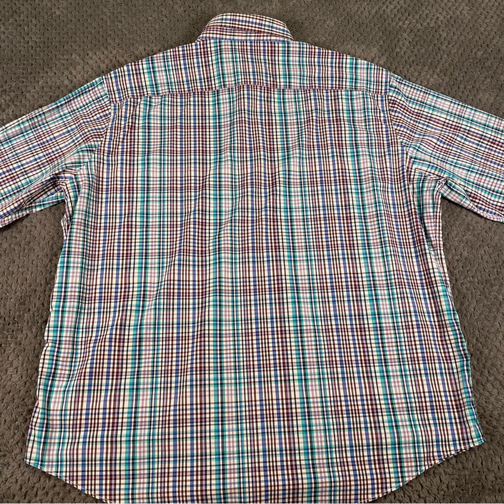 Peter Millar Men's Summer Comfort Button Up Shirt XXL Blue Purple Plaid Preppy - Picture 8 of 12